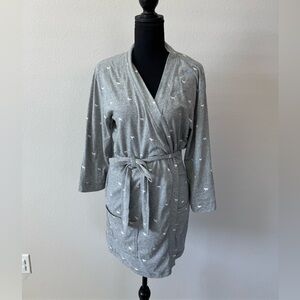PINK Victoria Secret " I only Sleep In Pink" Grey and White DogRobe Extra Small
